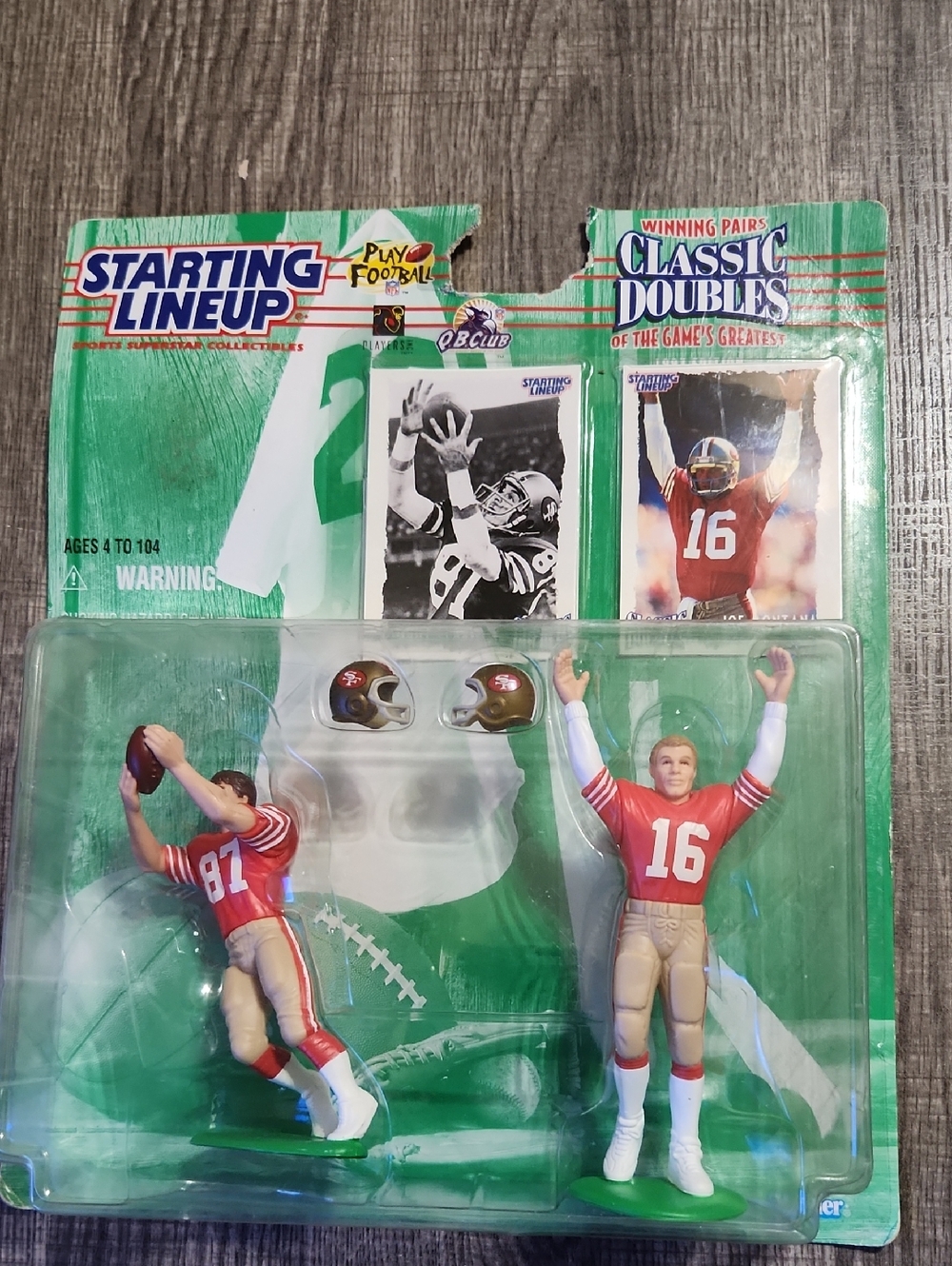 Vintage 1997 Starting Lineup Red Football Player Figures, Montana & Clark,